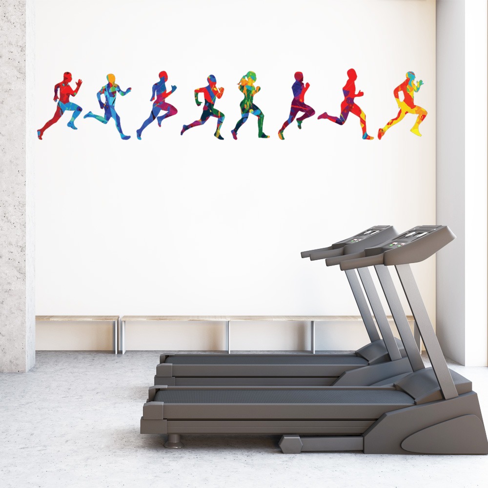 Rainbow Runners Sports Athletics Wall Sticker
