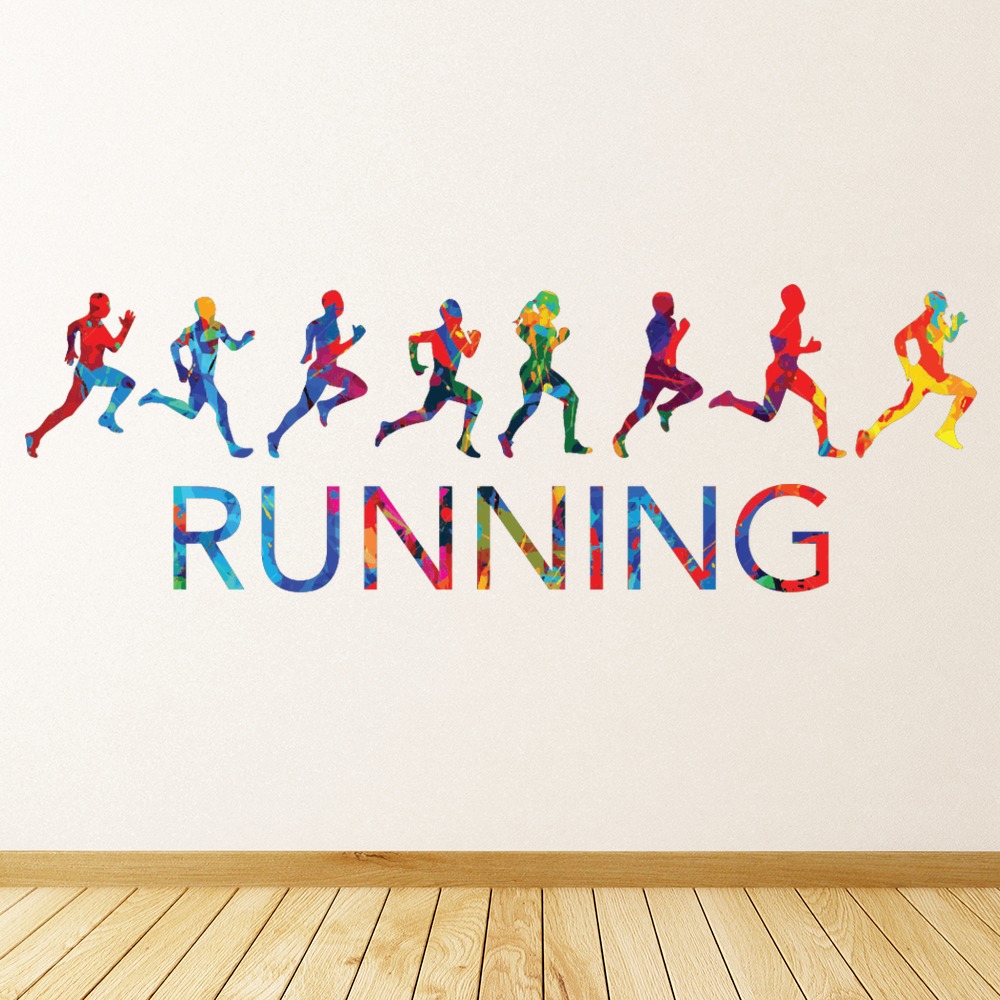 Rainbow Running Athletics Sports Run Wall Sticker