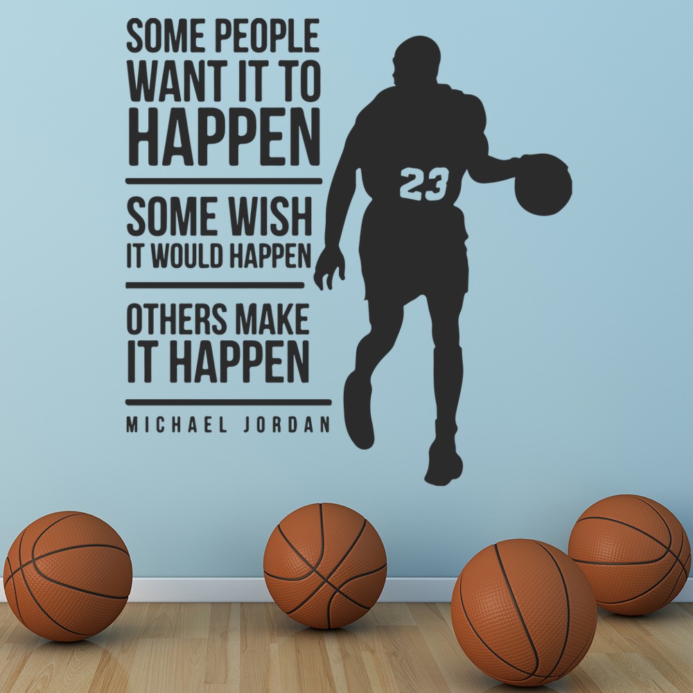 Make It Happen Basketball Michael Jordan Quote Wall Sticker