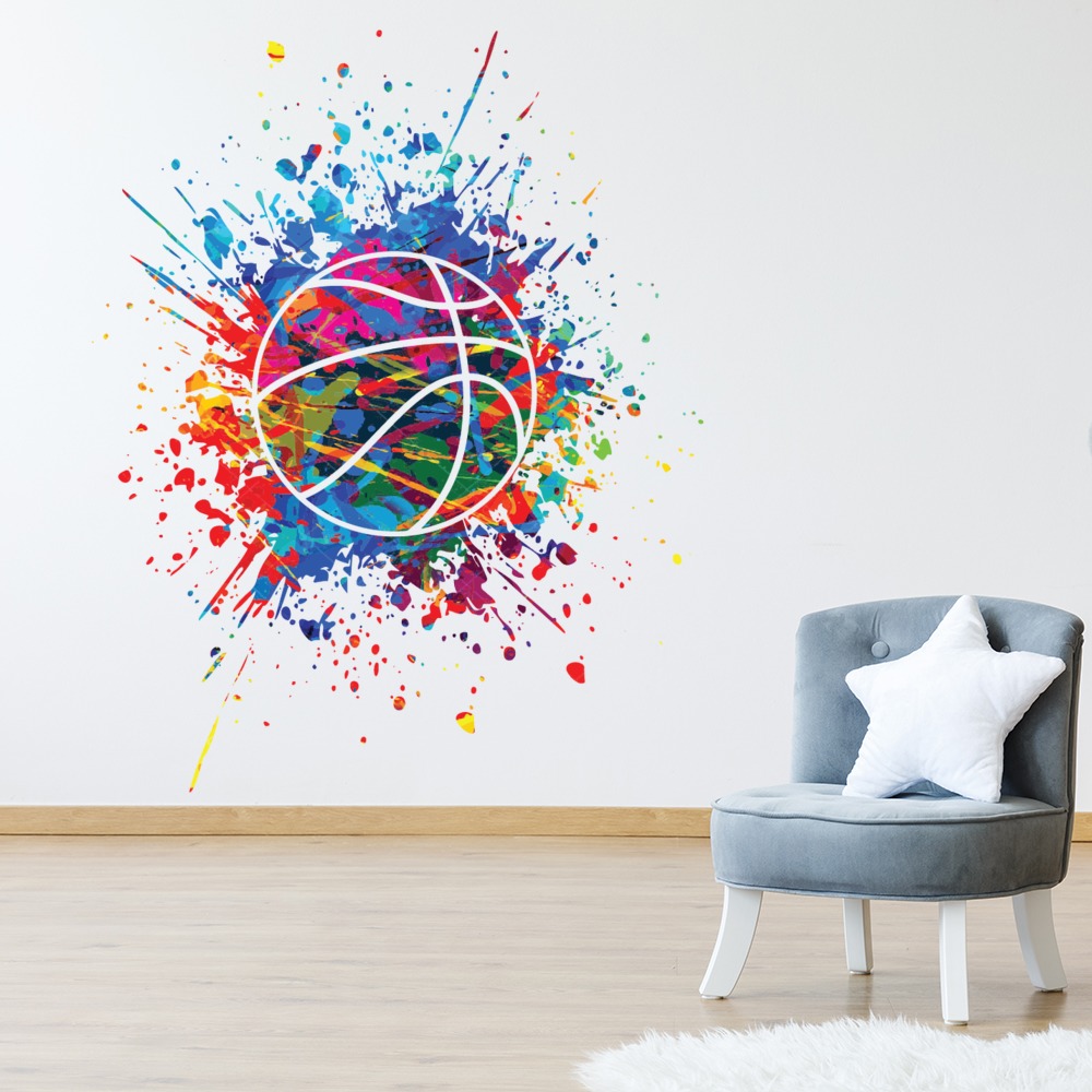 Paint Splash Basketball Wall Sticker - Mod7