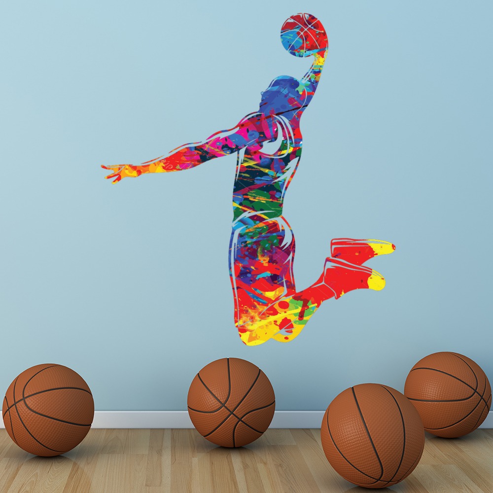 Paint Splash Basketball Slam Dunk Wall Sticker | Icon Wall Stickers