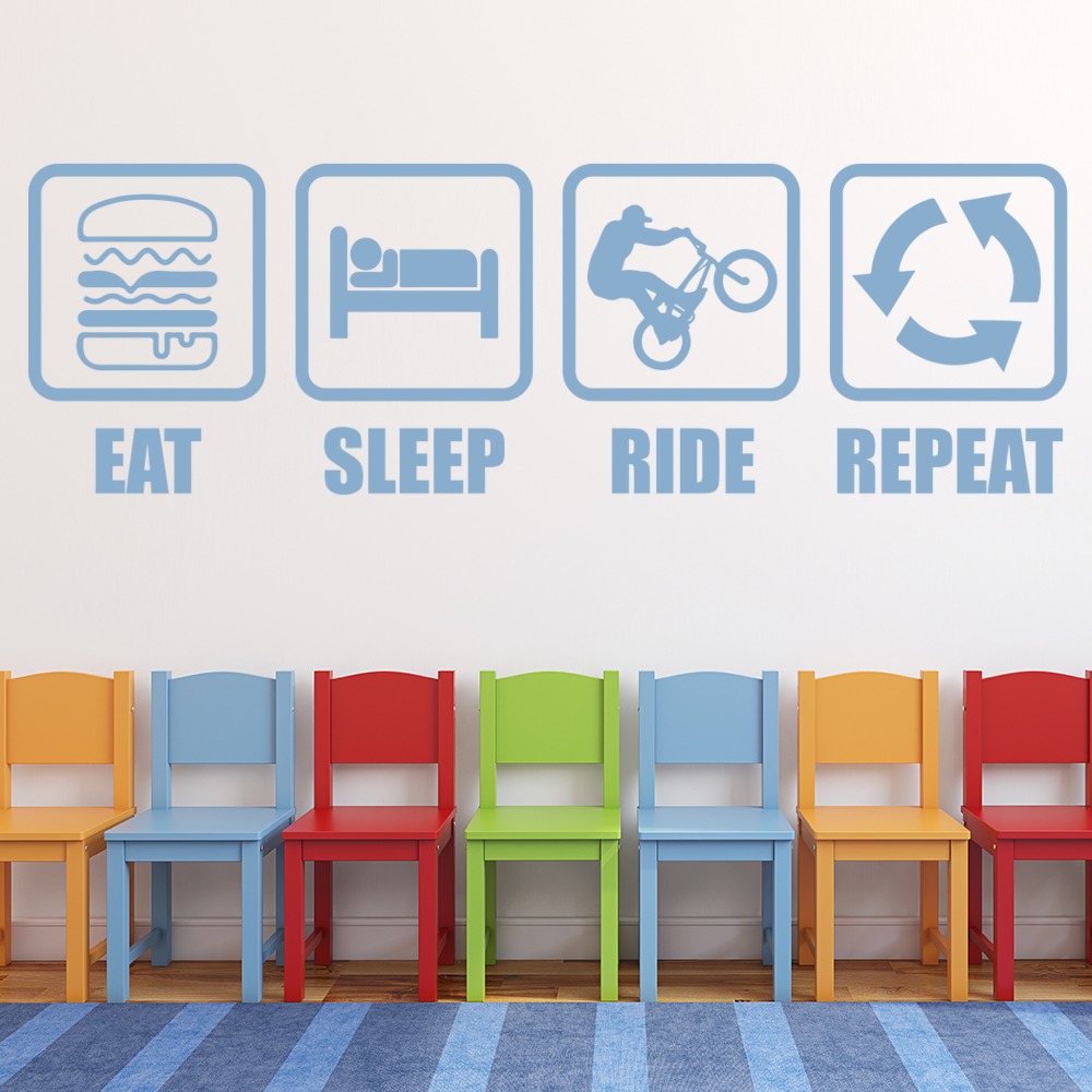 Eat Sleep Ride Repeat Bike Wall Sticker