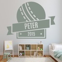 Personalised Name & Date Cricket Ball Wall Sticker