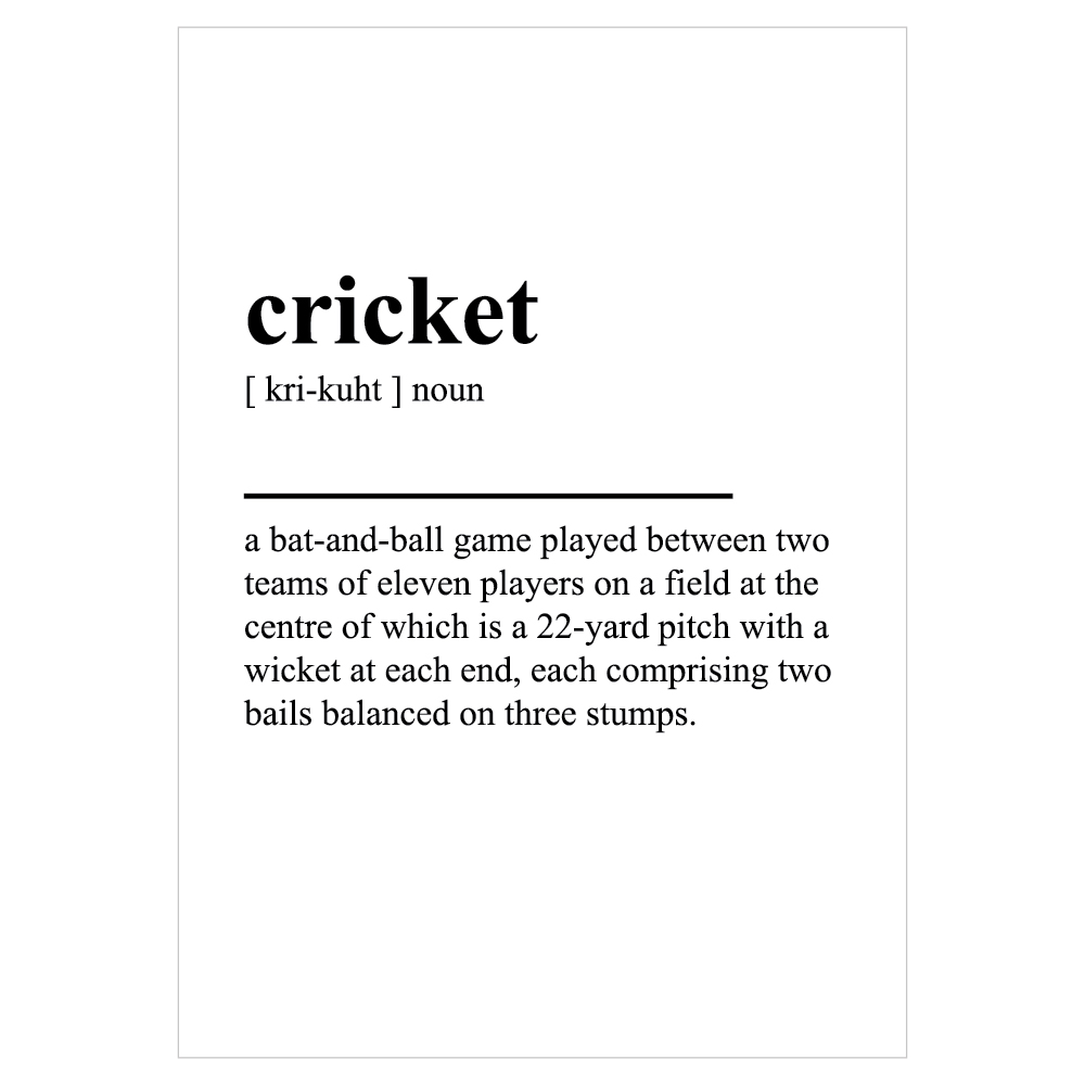 Cricket Noun Sports Quote Wall Sticker