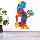 Paint Splash Woman Weight Lifting Fitness Gym Wall Sticker