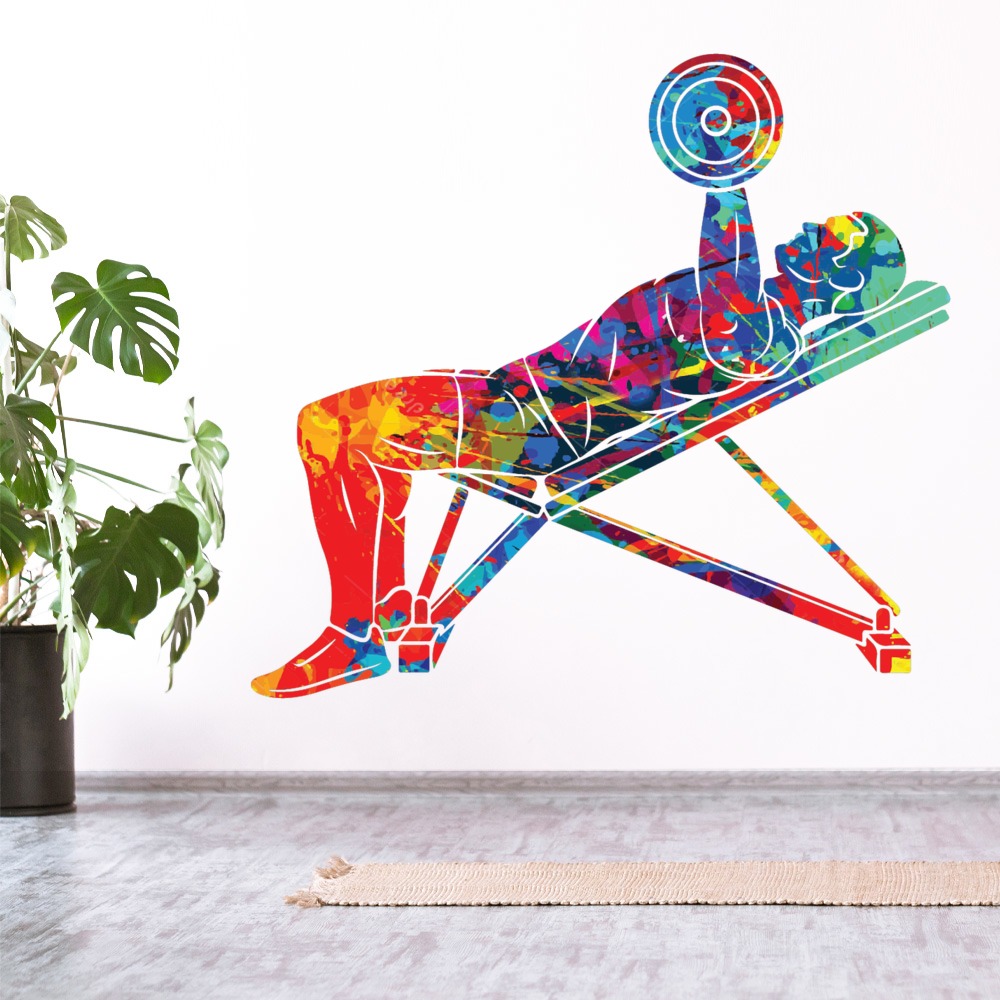 Paint Splash Bench Press Weights Fitness Gym Wall Sticker