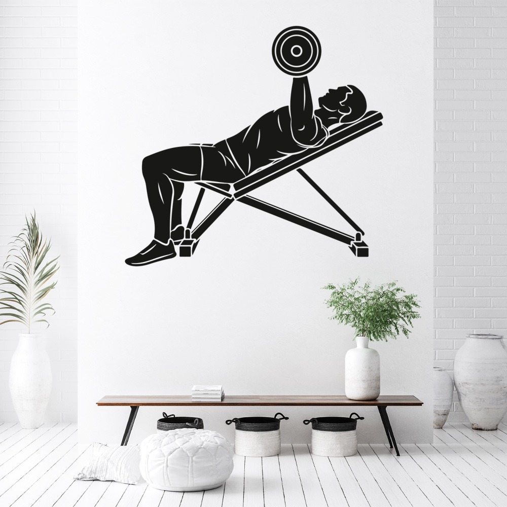 Bench Press Weights Fitness Gym Wall Sticker