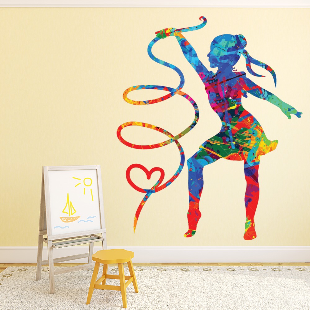 Rhythmic Ribbon Gymnastics Wall Sticker