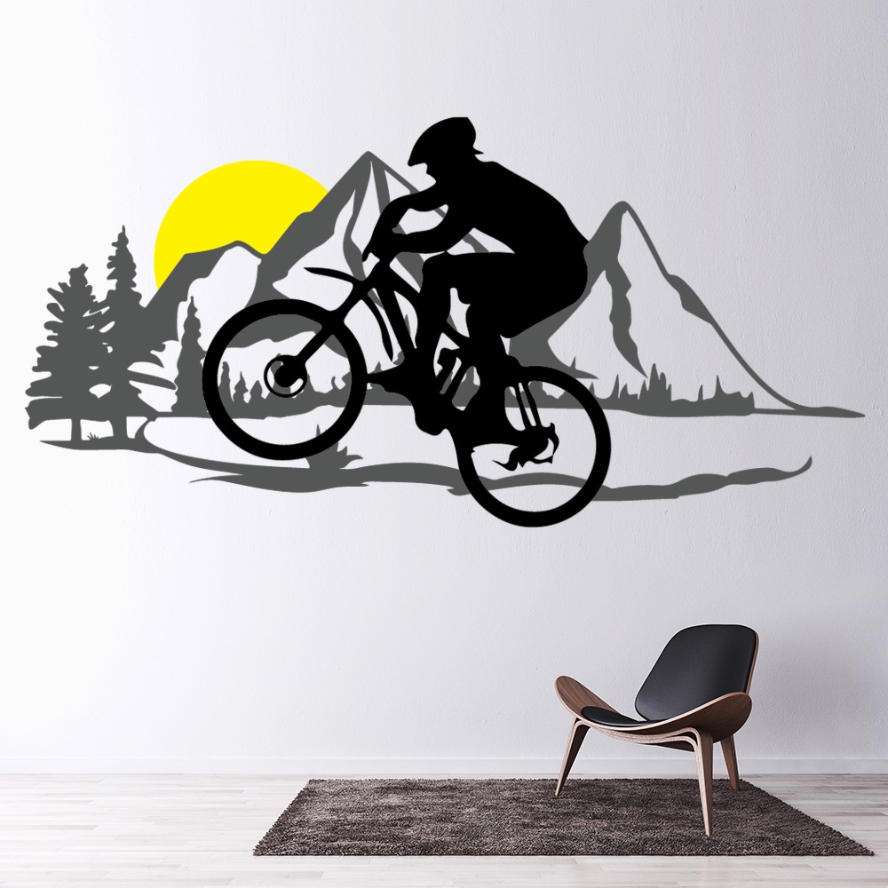 Mountain Scene Mountain Bike Wall Sticker