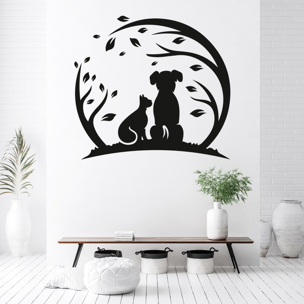 Best Friends Cat Dog Grooming Wall Sticker