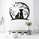 Best Friends Cat Dog Grooming Wall Sticker