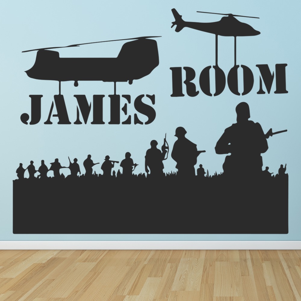 Personalised Name Army Scene Wall Sticker - Mod3