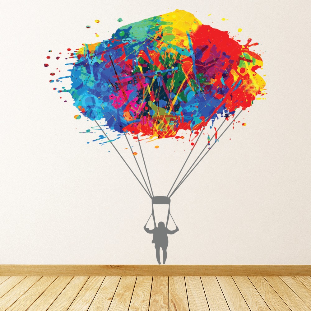 Paint Splash Parachute Skydiving Wall Sticker