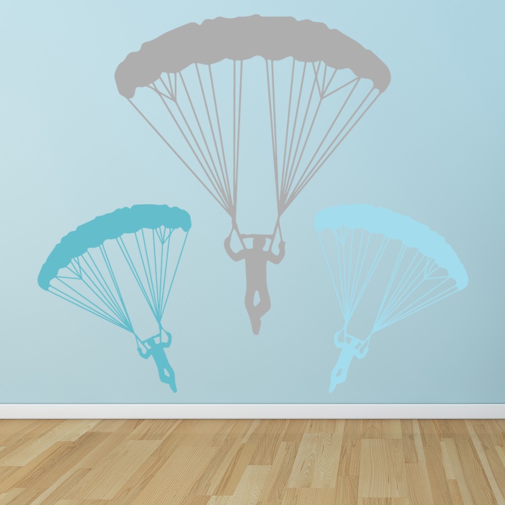 Grey & Blue Parachute Skydiving Wall Sticker