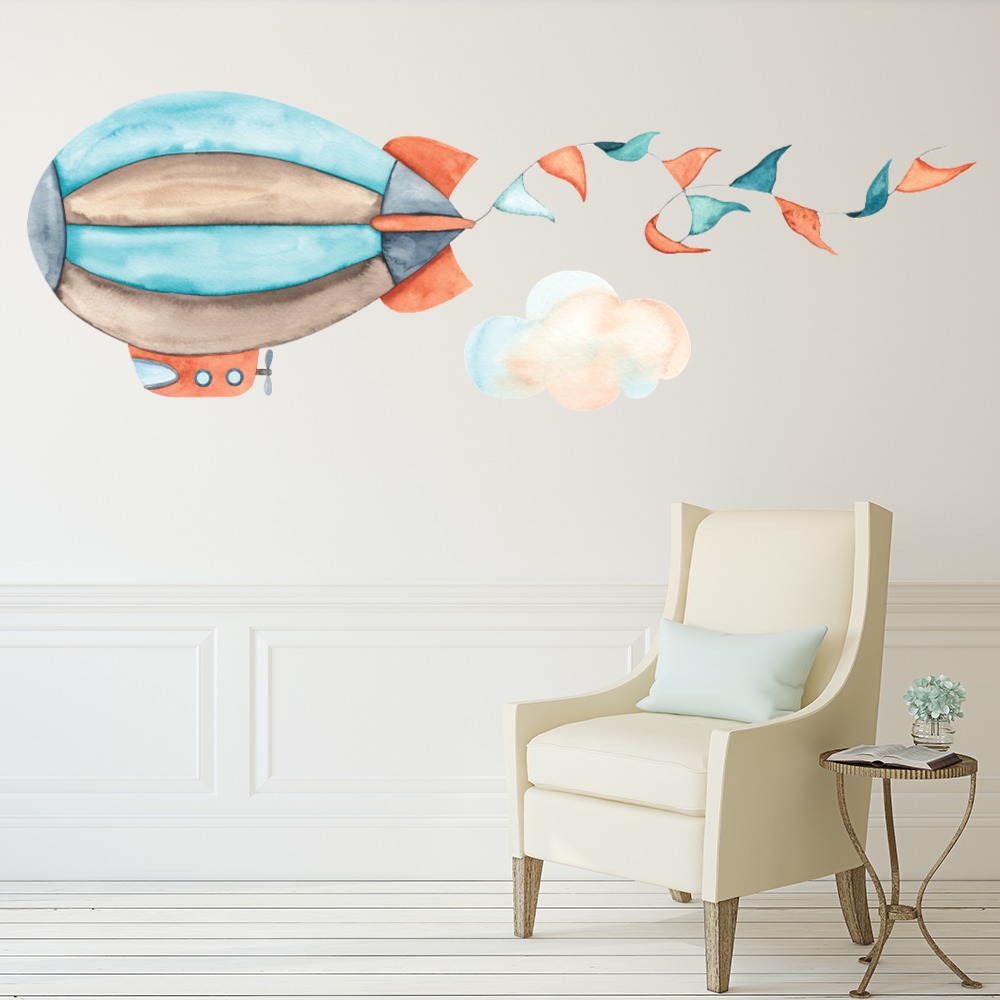 Airship Zeppelin Aircraft Nursery Wall Sticker