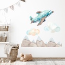 Airplane & Mountains Childrens Nursery Wall Sticker