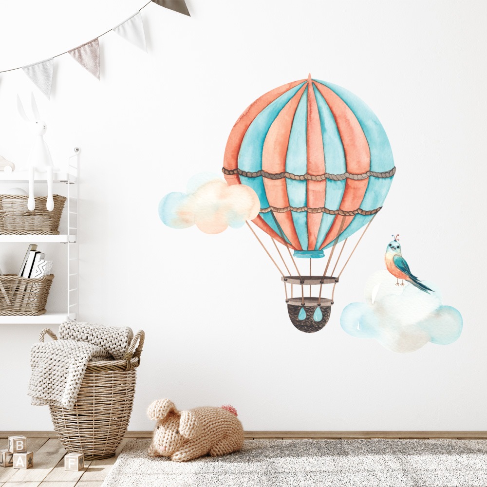 Red & Blue Hot Air Balloon Childrens Nursery Wall Sticker