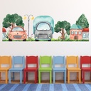 Car & lorry village Street Childrens Nursery Wall Sticker Scene
