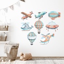 Aircraft Watercolour Nursery Design Wall Sticker Set