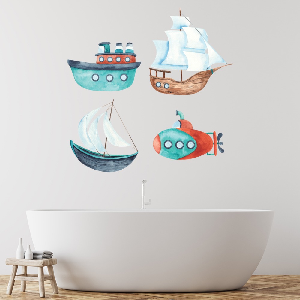4 Pack Transport Childrens Wall Sticker Set