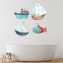 4 Pack Transport Childrens Wall Sticker Set