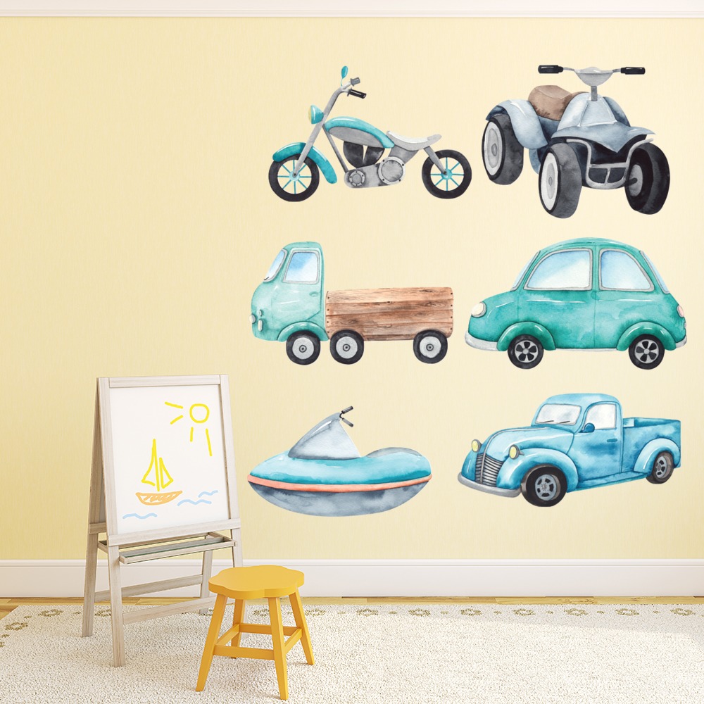 6 Pack Transport Childrens Wall Sticker Set
