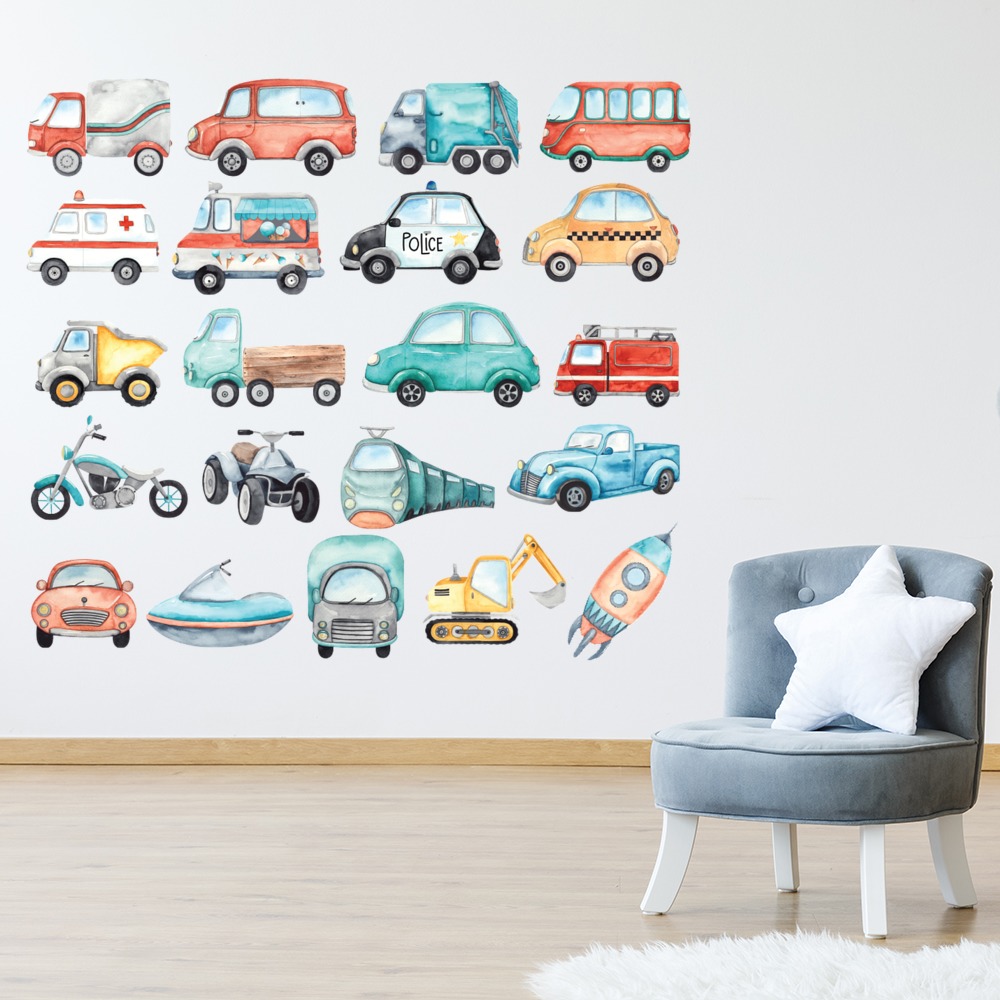 Large Transport Childrens Nursery Wall Sticker Set