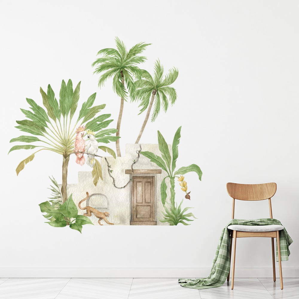Parrots & Tropical Trees Wall Sticker
