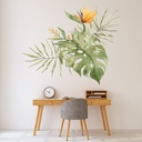Orange & Green Flower Design Tropical Floral Wall Sticker