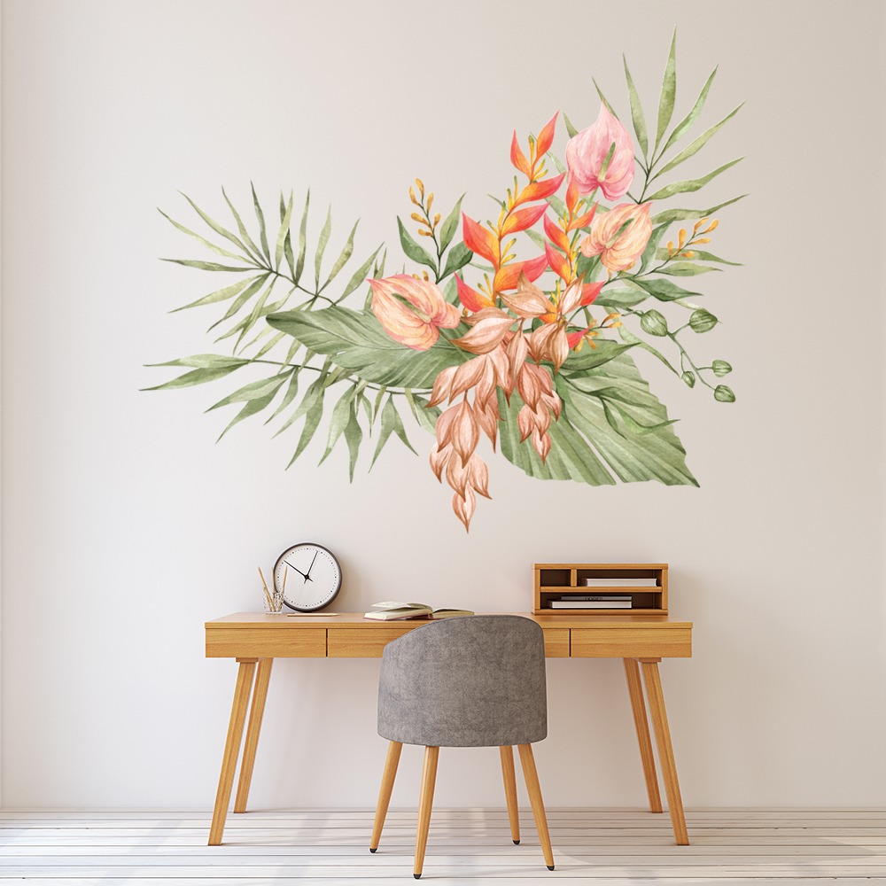 Pink Flower Decor Tropical Floral Wall Sticker