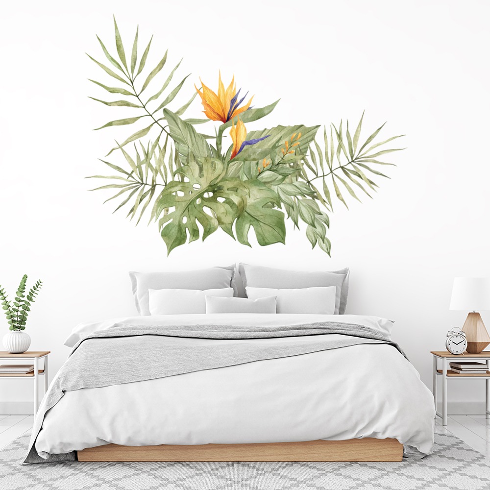 Orange Flower Decor Tropical Floral Wall Sticker