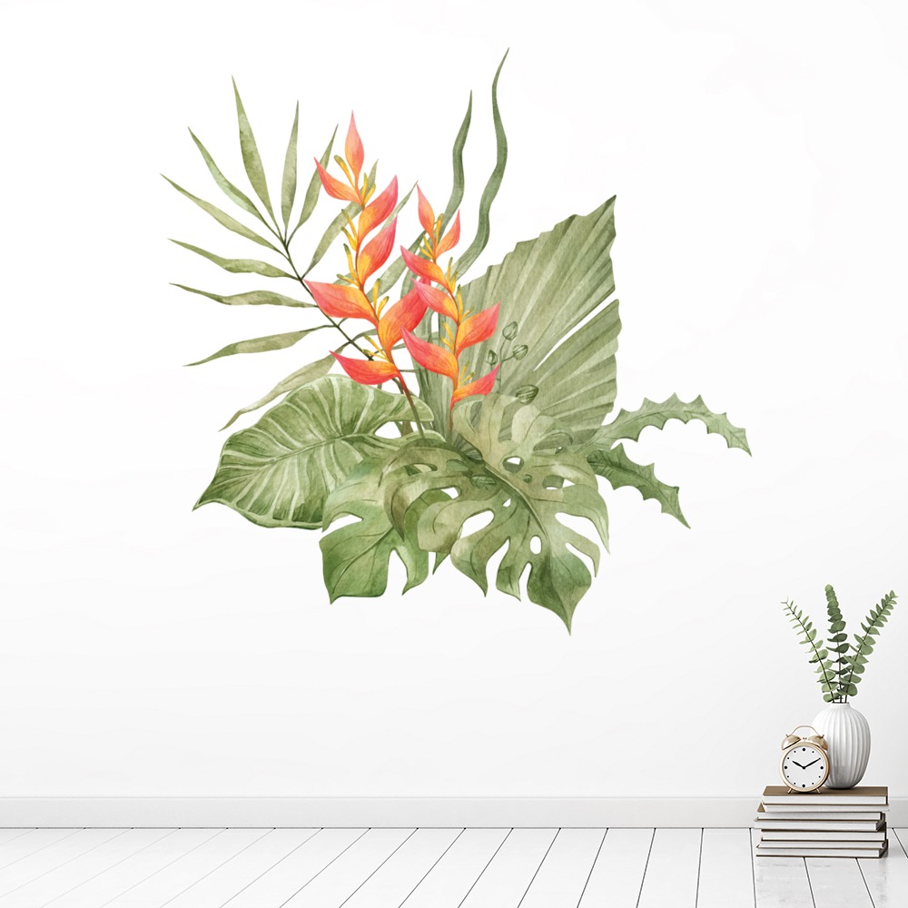 Bright Orange Flower Tropical Floral Wall Sticker