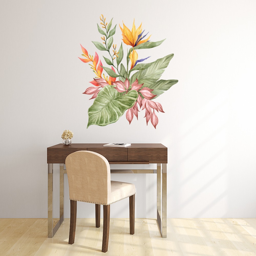 Orange & Pink Flower Tropical Floral Wall Sticker