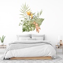 Orange Flower & Leaves Tropical Floral Decor Wall Sticker