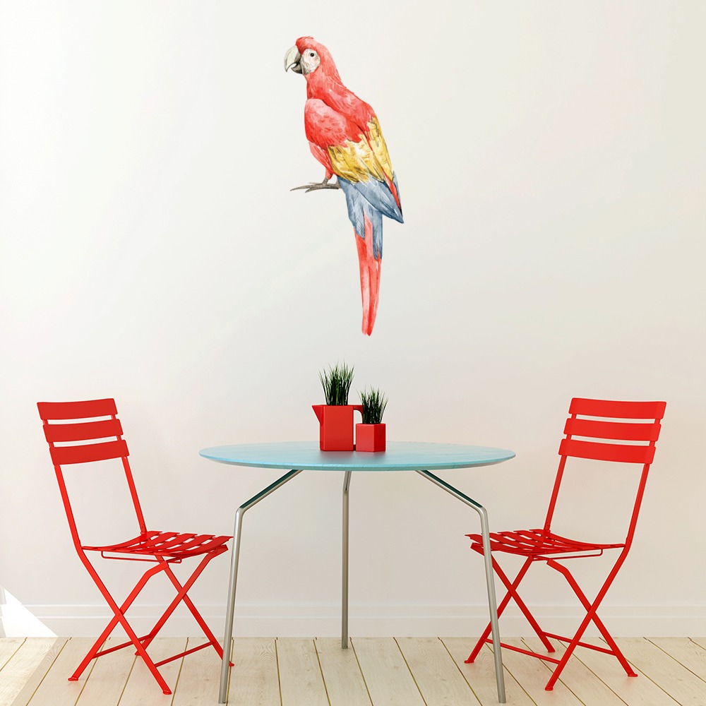 Scarlet Macaw Parrot Tropical Bird Wall Sticker