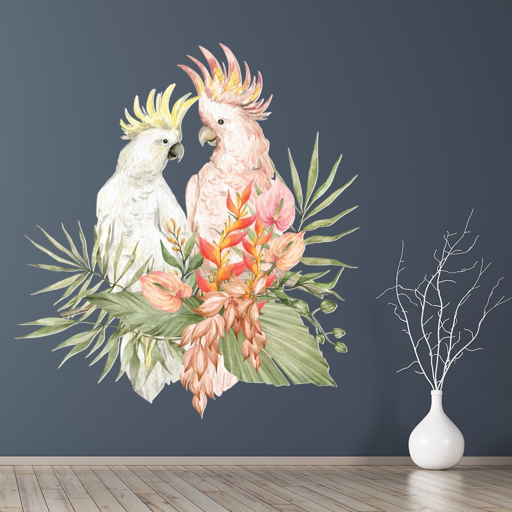 Two Cockatoos Tropical Birds Wall Sticker