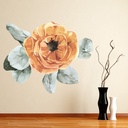 Orange Flower, Green Leaves Floral Decor Wall Sticker