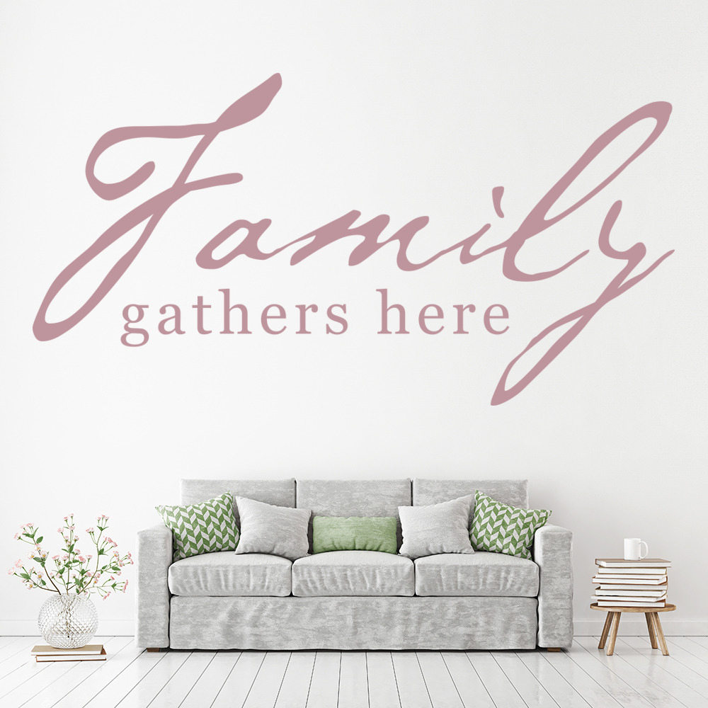 Family Gathers Here Kitchen Quote Wall Sticker