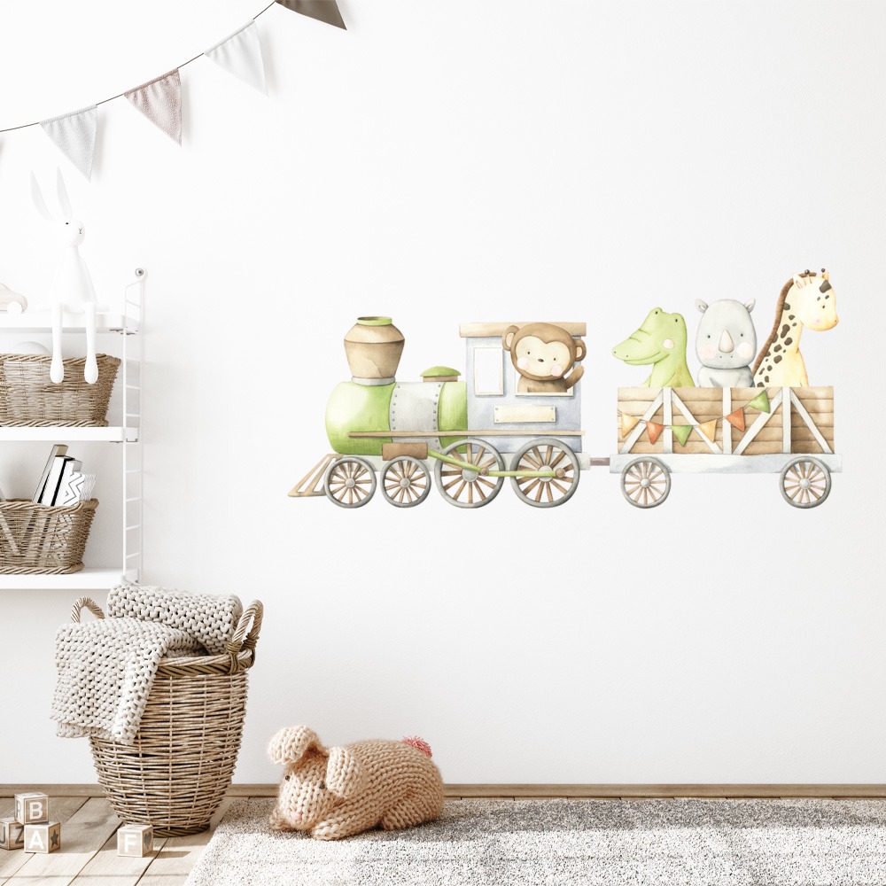 Jungle Friends Train Childrens Nursery Wall Sticker