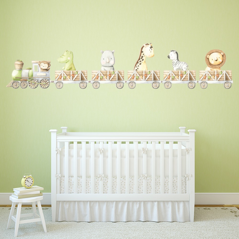 Safari Animal Train Childrens Nursery Wall Sticker