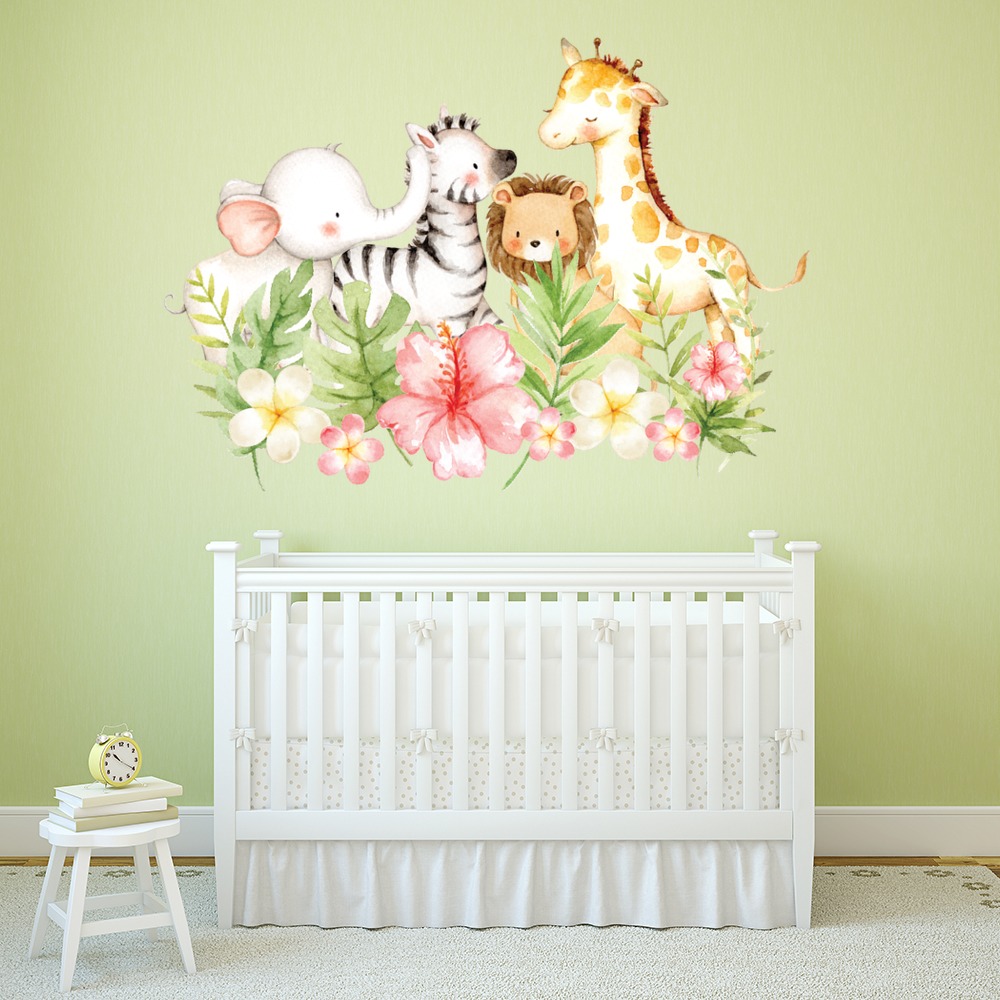 Tropical Safari Animals Childrens Nursery Wall Sticker