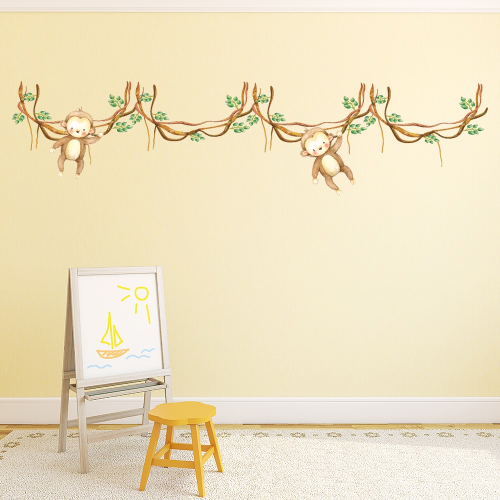 Monkey Vine Leaves Childrens Nursery Wall Sticker
