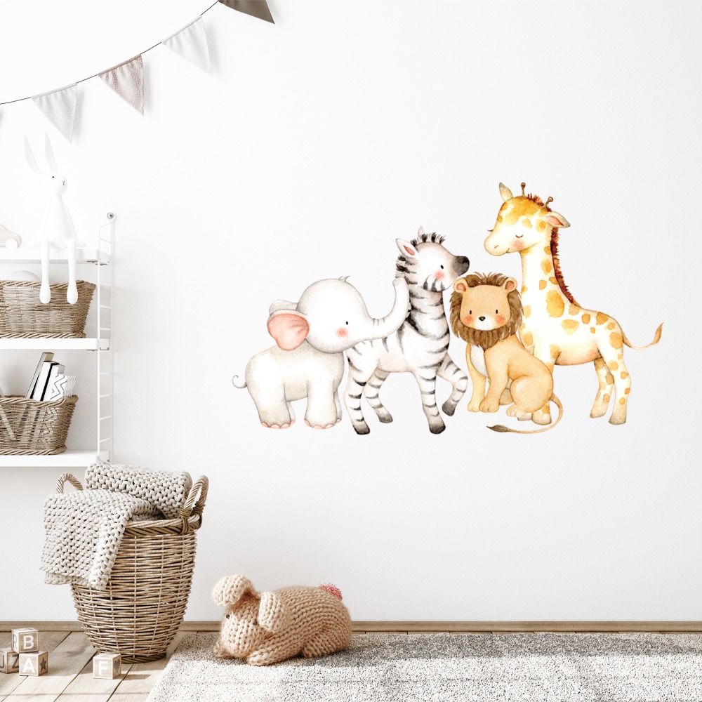 Baby Safari Animals Childrens Nursery Wall Sticker