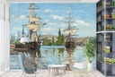 Ships Riding on the Seine at Rouen Wall Mural Artist Claude Monet