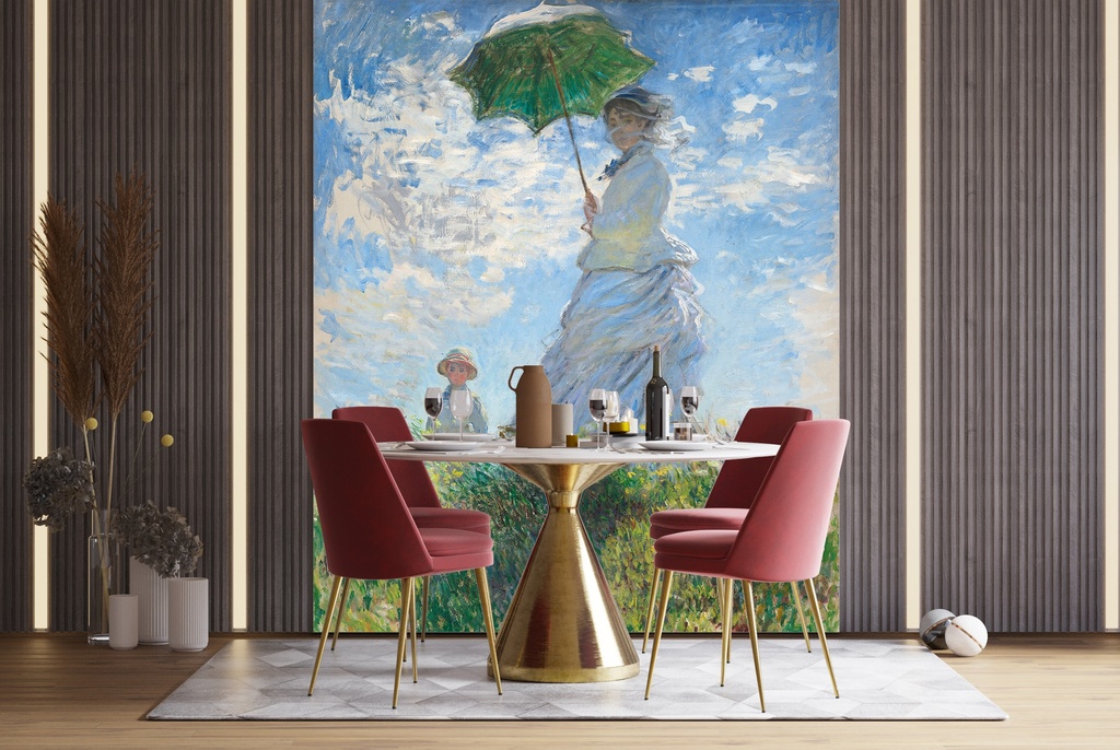 Woman with a Parasol, Madame Monet (1875) Wall Mural Artist Claude Monet