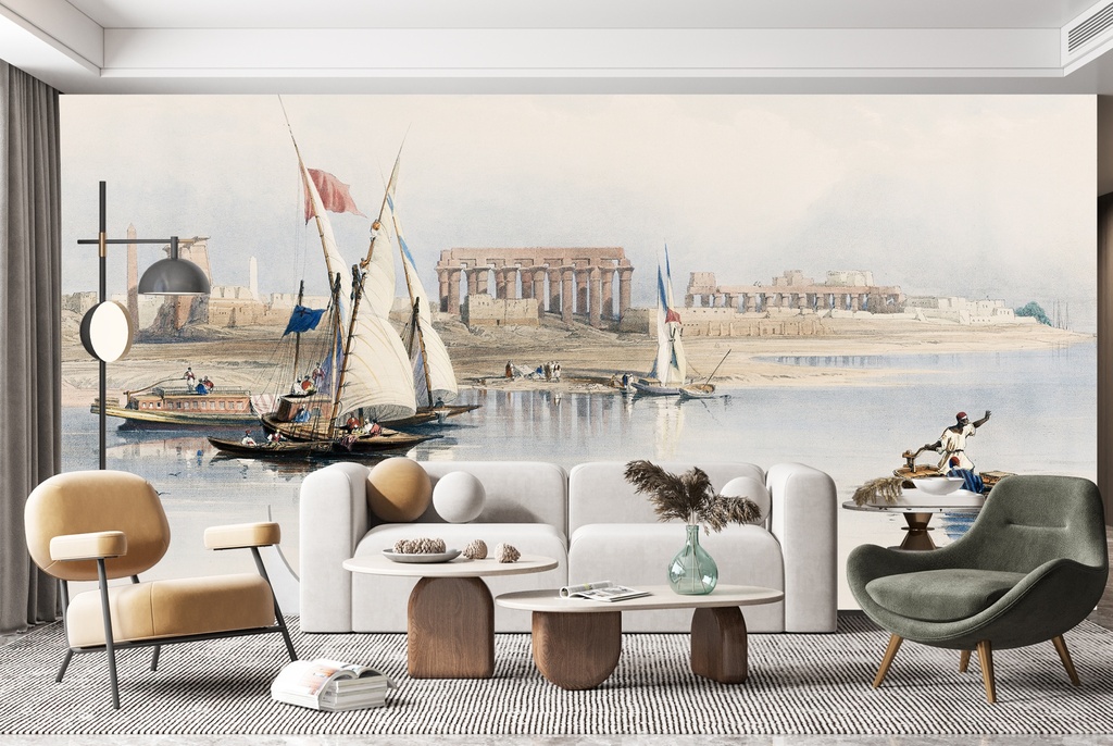 Ruins of Luxor from the Nile Wall Mural Artist David Roberts