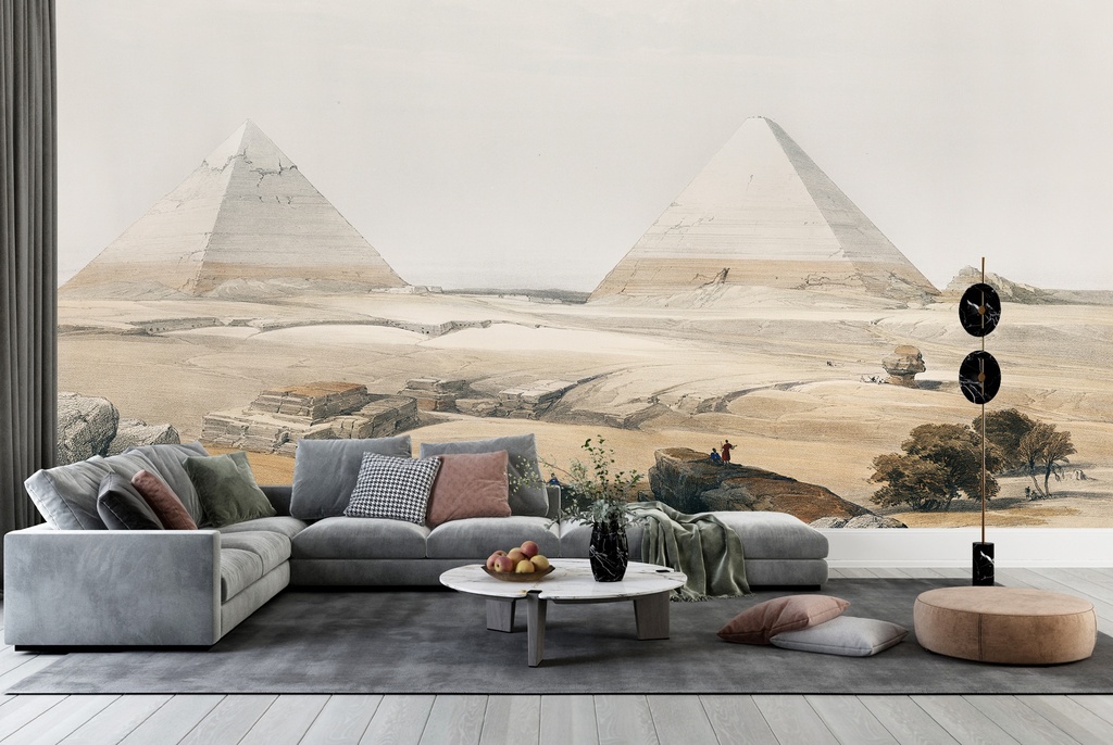 Pyramids of Geezeh (Giza) illustration Wall Mural Artist David Roberts