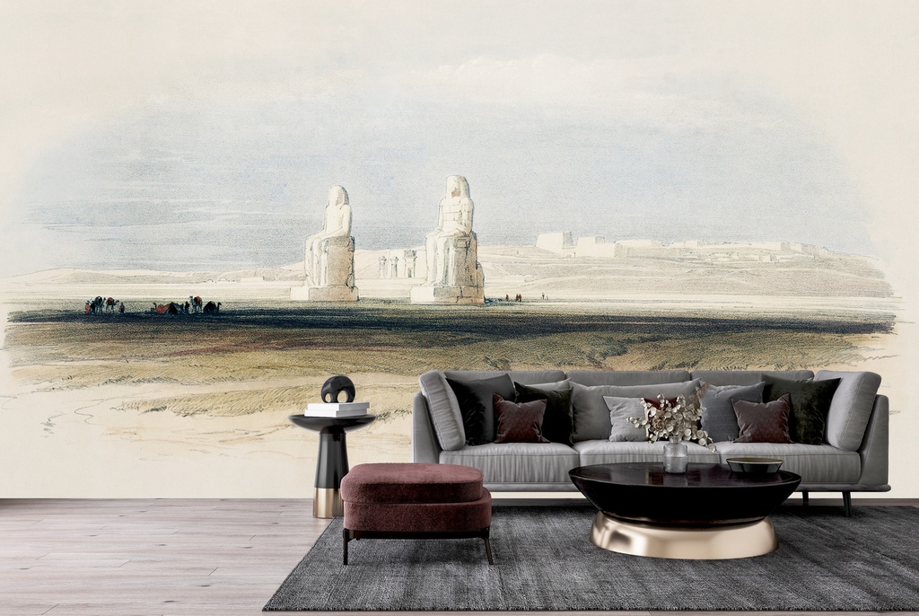 Statues of Memnon Thebes illustration Wall Mural Artist David Roberts
