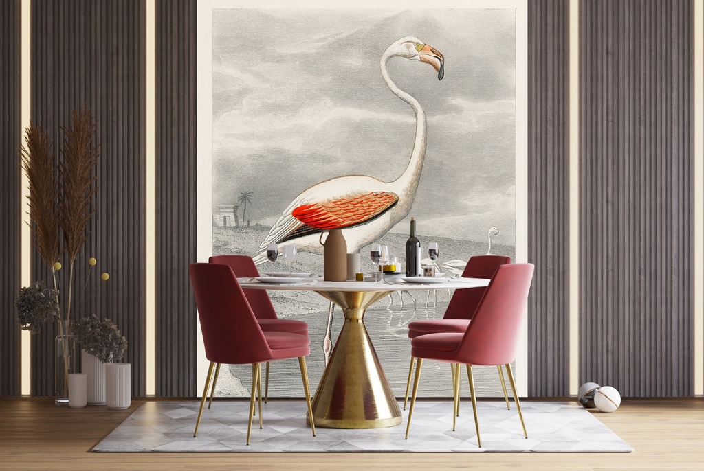 Le Flammant (The Flamingo) Wall Mural Artist Edouard Travies