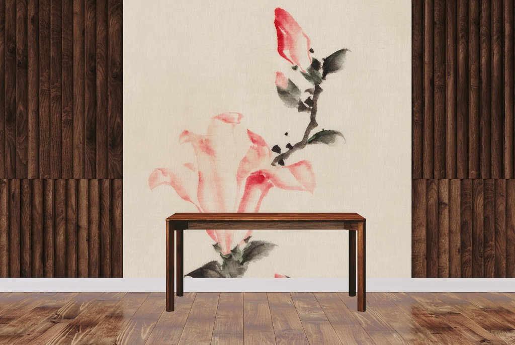Large Pink Blossom on a Stem Wall Mural Artist Katsushika Hokusai